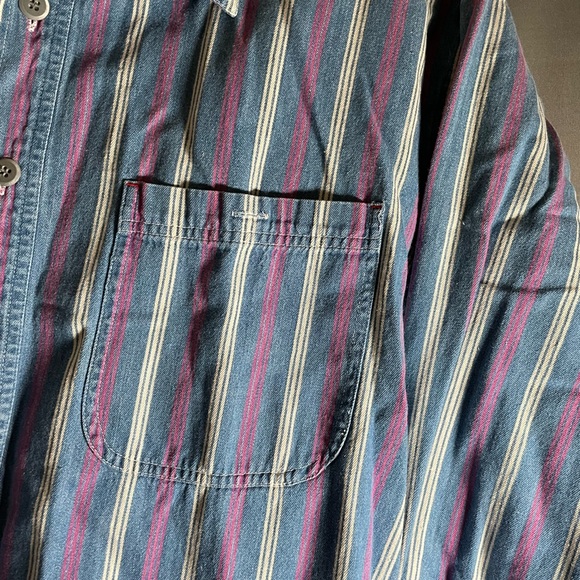 MTO Mens Long sleeve button Up striped casual dress shirt-XL - Picture 3 of 6